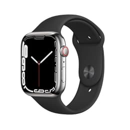 Apple Watch (Series 7) 2021 GPS + Cellular 41 mm - Titanium Zilver - Sportbandje Zwart