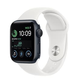 Apple Watch (Series SE) 2020 GPS 44 mm - Aluminium Grijs - Geweven sportbandje Wit