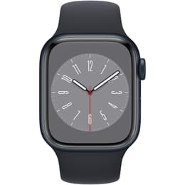 Apple Watch (Series 8) 2022 GPS + Cellular 45 mm - Roestvrij staal Zwart - Sportbandje Zwart