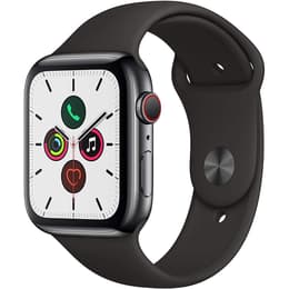 Apple Watch (Series 5) September 2019 44 mm - Roestvrij staal Zwart - Armband Sport armband Zwart