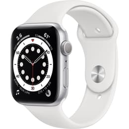 Apple Watch (Series 6) September 2020 44 mm - Aluminium Zilver - Armband Sport armband Wit