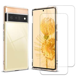 Hoesje Google Pixel 6 Pro en 2 beschermende schermen - TPU - Transparant