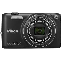 Compactcamera Coolpix S6800 - Zwart + Nikon Nikkor 12X Wide Optical Zoom ED VR 25-300mm f/3.3-6.3 f/3.3-6.3