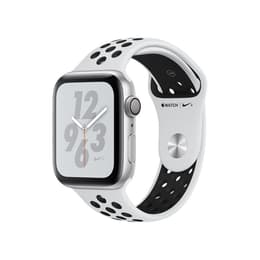 Apple Watch Series 4 (2018) GPS 44 mm - Aluminium Zilver - Sportbandje van Nike Wit/Zwart