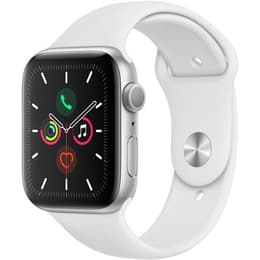 Apple Watch (Series 5) 2019 GPS 44 mm - Aluminium Zilver - Geweven sportbandje Wit