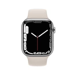 Apple Watch (Series 7) 2021 GPS + Cellular 45 mm - Aluminium Zilver - Sportbandje Wit