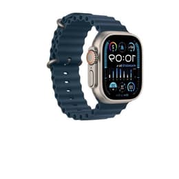 Apple Watch Ultra (2022) GPS + Cellular 49 mm - Titanium Naturel titanium - Ocean-bandje Blauw