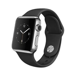 Apple Watch (Series 1) 2016 GPS 42 mm - Roestvrij staal Zilver - Sport armband Zwart