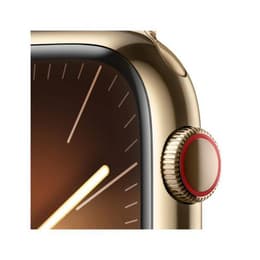 Apple Watch Series 9 (2023) GPS + Cellular 41 mm - Roestvrij staal Goud - Sportbandje Sterrenlicht