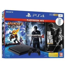 PlayStation 4 Slim 500GB - Zwart + The Last of Us Remastered + Ratchet & Clank + Uncharted 4 A Thief's End