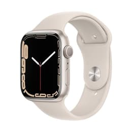 Apple Watch (Series 7) 2021 GPS + Cellular 41 mm - Roestvrij staal Sterrenlicht - Sportbandje Sterrenlicht