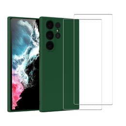 Hoesje Galaxy S22 Ultra 5G en 2 beschermende schermen - Silicone - Groen