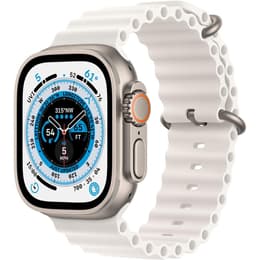 Apple Watch (Ultra) 2022 GPS 49 mm - Titanium Grijs - Ocean-bandje Wit