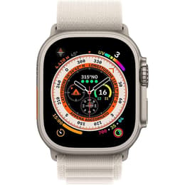 Apple Watch (Ultra) 2022 GPS 49 mm - Titanium Grijs - Alpine-bandje Wit