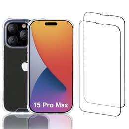 Hoesje iPhone 15 Pro Max en 2 beschermende schermen - Gerecycled plastic - Transparant