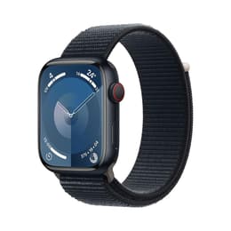 Apple Watch Series 9 (2023) GPS + Cellular 45 mm - Aluminium Midnight - Geweven sportbandje Blauw