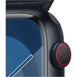 Apple Watch Series 9 (2023) GPS + Cellular 45 mm - Aluminium Midnight - Geweven sportbandje Blauw