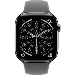 Apple Watch Series 11 (2025) GPS + Cellular 46 mm - Titanium Naturel - Sportbandje Zwart