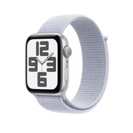 Apple Watch Series SE 2 (2022) GPS 44 mm - Aluminium Zilver - Geweven sportbandje Blauw