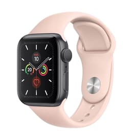 Apple Watch (Series 4) 2018 GPS + Cellular 44 mm - Roestvrij staal Spacegrijs - Sport armband Roze
