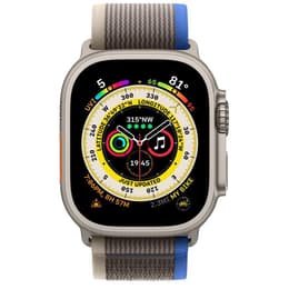 Apple Watch Ultra (2022) GPS + Cellular 49 mm - Titanium Naturel titanium - Trail-bandje Blauw