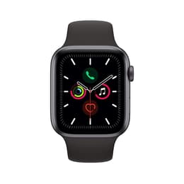 Apple Watch Series 5 (2019) GPS + Cellular 44 mm - Roestvrij staal Spacezwart - Sportbandje Zwart