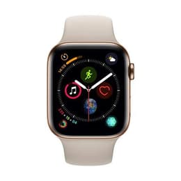 Apple Watch (Series 5) 2019 GPS 44 mm - Roestvrij staal Goud - Sportbandje Steengrijs