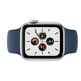 Apple Watch (Series 5) 2019 GPS 44 mm - Aluminium Zilver - Geweven sportbandje Blauw