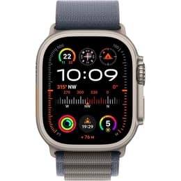 Apple Watch Ultra 2 (2023) GPS + Cellular 49 mm - Titanium Naturel titanium - Alpine-bandje Blauw