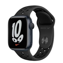 Apple Watch (Series 7) 2021 GPS 41 mm - Aluminium Zwart - Sportbandje van Nike Antraciet/Zwart