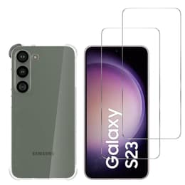 Hoesje Galaxy S23 en 2 beschermende schermen - TPU - Transparant