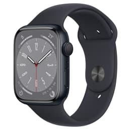 Apple Watch (Series 8) 2022 GPS 45 mm - Aluminium Middernacht - Sportbandje Blauw