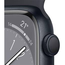 Apple Watch (Series 8) 2022 GPS 45 mm - Aluminium Middernacht - Sportbandje Blauw
