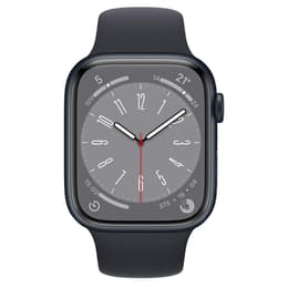 Apple Watch (Series 8) 2022 GPS 45 mm - Aluminium Middernacht - Sportbandje Blauw