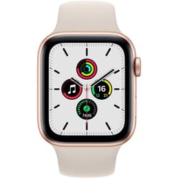 Apple Watch (Series SE) 2020 GPS 44 mm - Aluminium Goud - Geweven sportbandje Roze