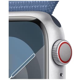 Apple Watch Series 9 (2023) GPS 41 mm - Aluminium Zilver - Geweven sportbandje Blauw