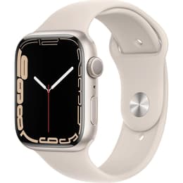 Apple Watch (Series 7) 2021 GPS 45 mm - Aluminium Goud - Sportbandje Sterrenlicht