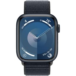Apple Watch Series 9 (2023) GPS 41 mm - Aluminium Midnight - Geweven sportbandje Blauw