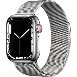 Apple Watch (Series 7) 2021 GPS + Cellular 45 mm - Roestvrij staal Zilver - Milanees bandje Zilver