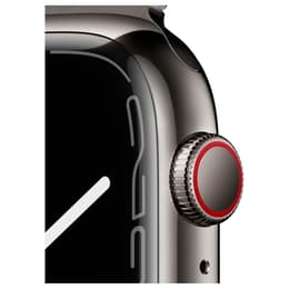 Apple Watch Series 7 (2021) GPS + Cellular 45 mm - Roestvrij staal Zilver - Milanees bandje Grijs