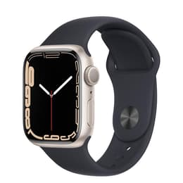 Apple Watch (Series 7) 2021 GPS 41 mm - Aluminium Zilver - Geweven sportbandje Zwart