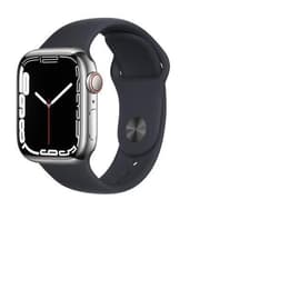 Apple Watch (Series 6) 2020 GPS + Cellular 44 mm - Roestvrij staal Zilver - Sportbandje Zwart