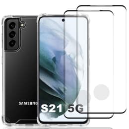 Hoesje Galaxy S21 5G en 2 beschermende schermen - Gerecycled plastic - Transparant