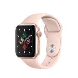 Apple Watch Series 5 (2019) GPS + Cellular 44 mm - Roestvrij staal Goud - Sportbandje Roze