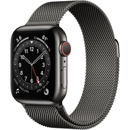Apple Watch (Series 6) 2020 GPS + Cellular 44 mm - Roestvrij staal Grafiet - Milanees Grijs