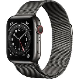 Apple Watch Series 6 (2020) GPS + Cellular 44 mm - Roestvrij staal Grafiet - Milanees bandje Zwart