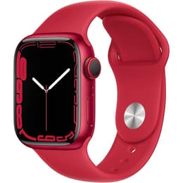 Apple Watch (Series 7) 2021 GPS + Cellular 41 mm - Aluminium Rood - Geweven sportbandje Rood