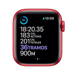 Apple Watch (Series 7) 2021 GPS + Cellular 41 mm - Aluminium Rood - Geweven sportbandje Rood