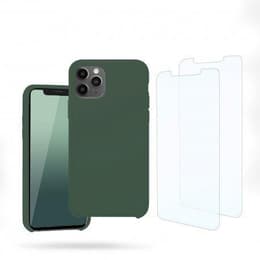 Hoesje iPhone 11 Pro Max en 2 beschermende schermen - Silicone - Groen