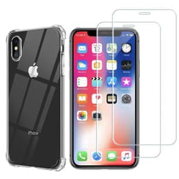 Hoesje iPhone XS,iPhone X en 2 beschermende schermen - TPU - Transparant